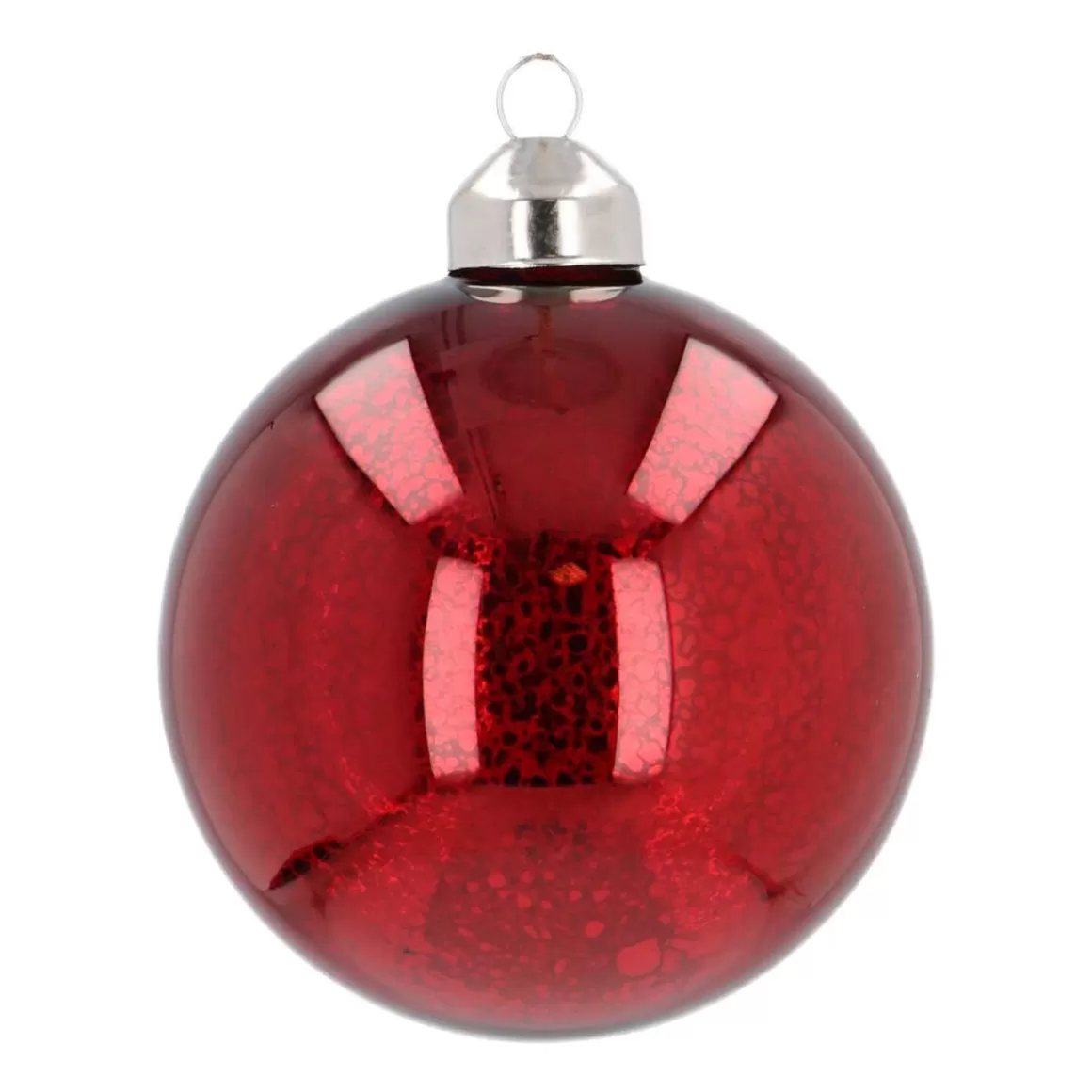 It's all about Christmas Christmas Baubles By Colour | Glass Christmas Baubles-Luxury Glass Christmas Bauble With Mercury Effect 10 Cm Red